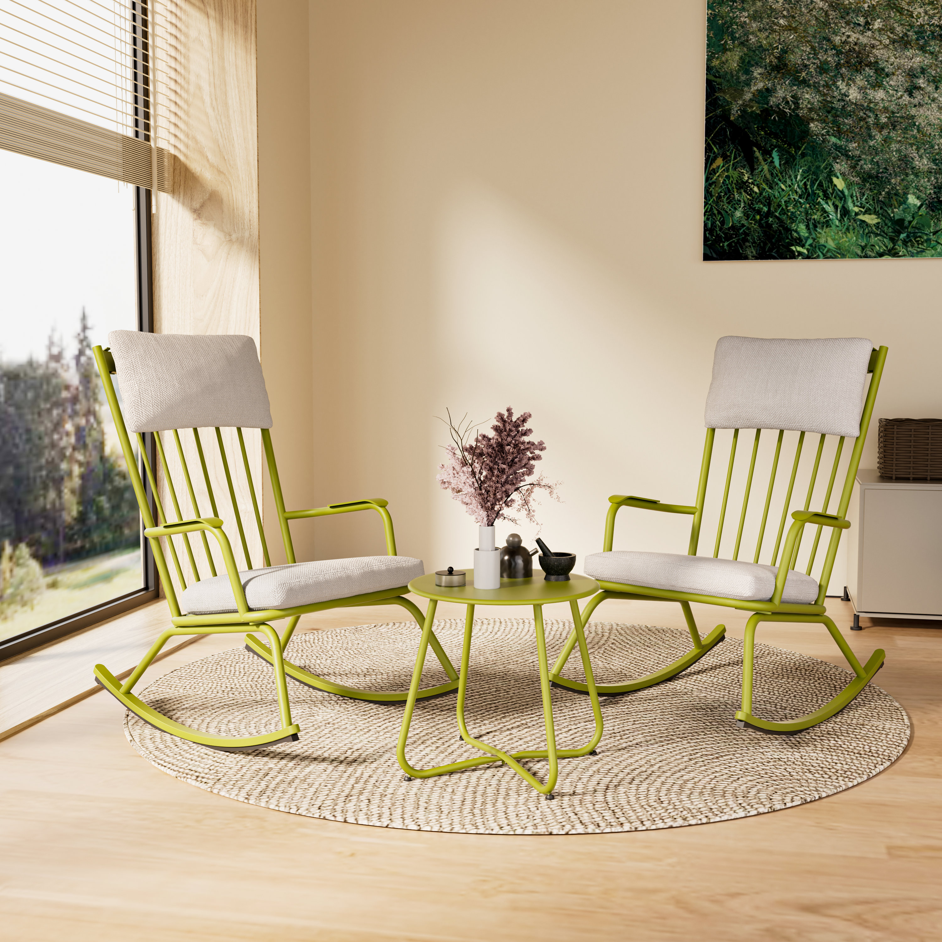 George Oliver Classic Idelfonso Rocking Chairs With End Table